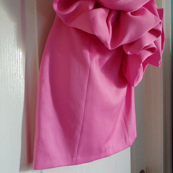 Zara Voluminous 3D Flower Design Dress Statement Piece Fuchsia Party Floral Mini - Picture 7 of 15